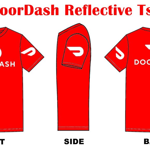 Reflective DoorDash Tshirt Food Delivery Driver (Red Black Dash T-shirt) - Picture 12 of 12